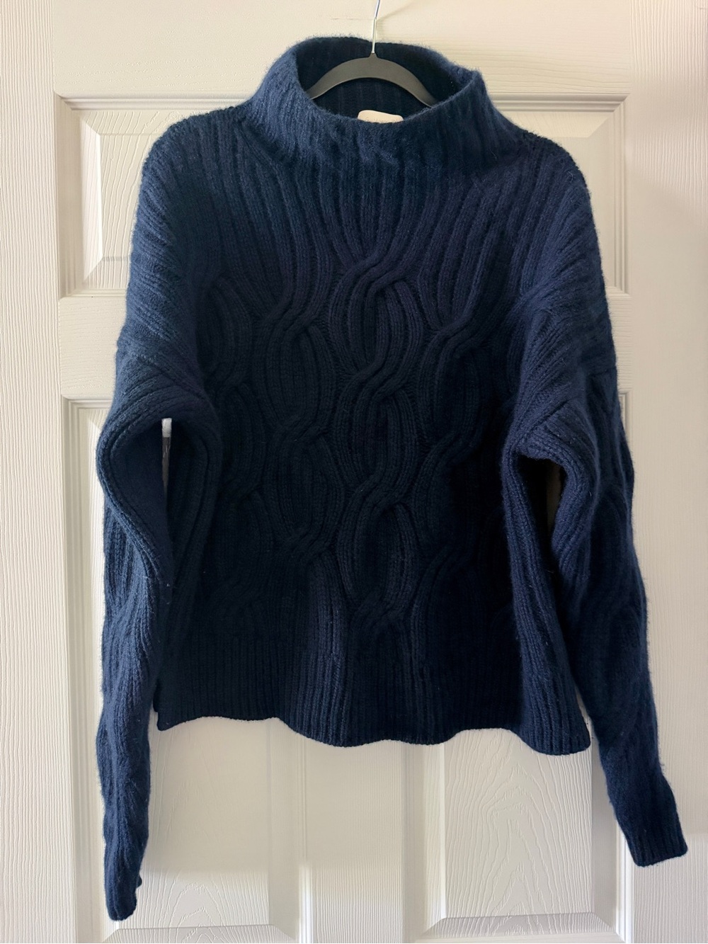 J. Crew Navy Collection Cashmere Cable-Knit Turtleneck Sweater